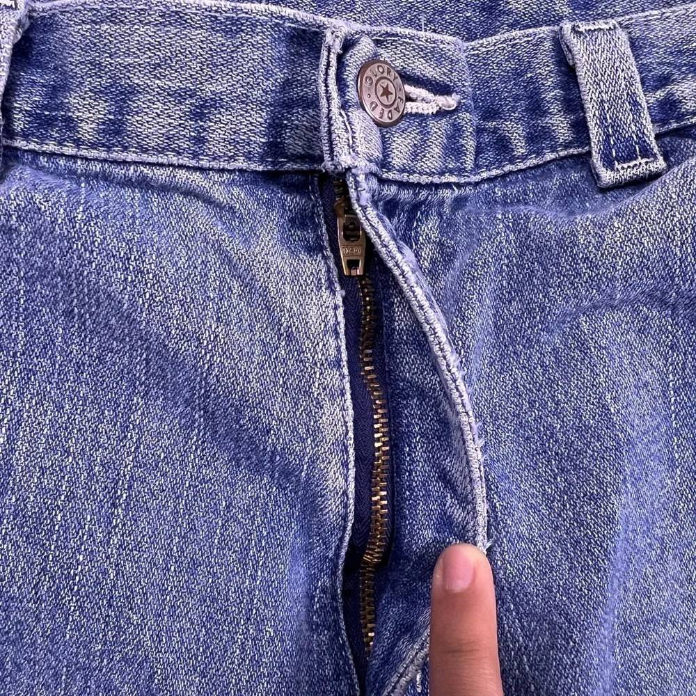 VTG Faded Glory Men's‎ Blue Denim Distressed Wide Leg Carpenter Jeans Size 38x30